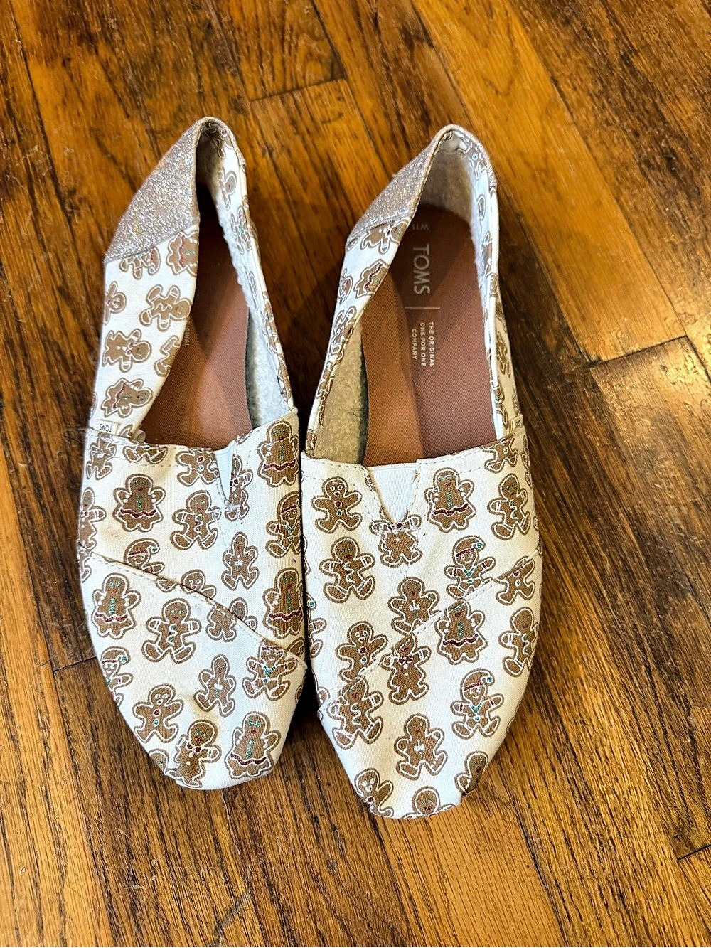 TOMS Alpargata Classic Gingerbread Print Flats White & Brown US 11